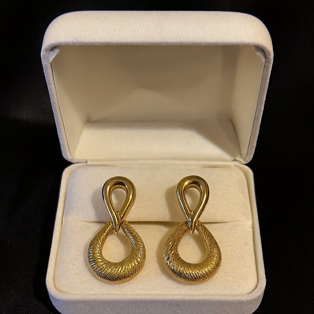 Vintage Monet Gold-Toned Door-Knocker Style Post Earrings